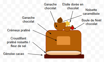 chocolat détail (1) Bûche Ecrin praliné